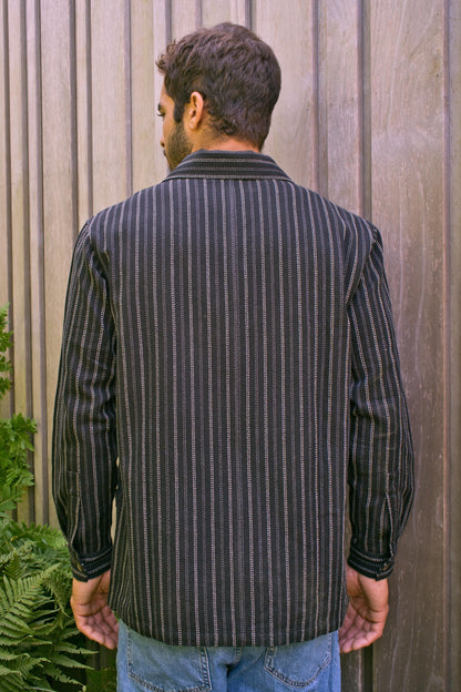 Men's Shacket - Black Stripe Stitch