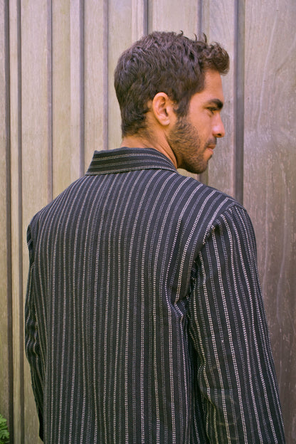 Men's Shacket - Black Stripe Stitch