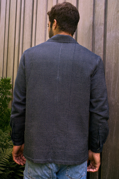 Men's Shacket - Navy White Dot Hand Weave