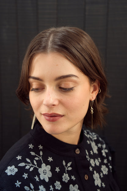 Yuka Yoke Frill Blouse with Hand Embroidery - Black