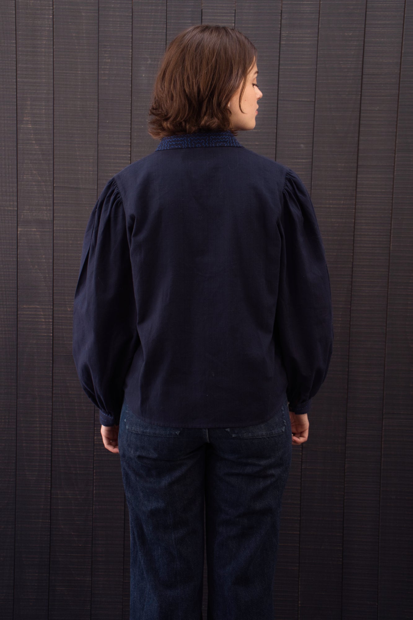 Effie Puff Sleeve Blouse - Navy
