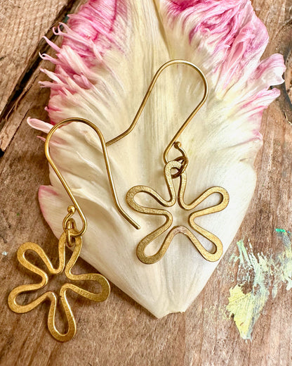 Flower Earrings - Brass