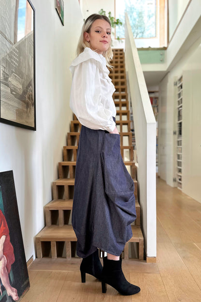 Statement Frill Blouse - White - Lace Hand Weave