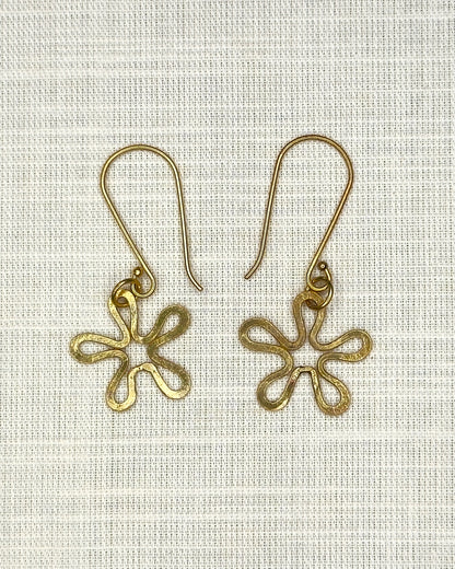 Flower Earrings - Brass