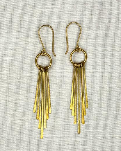 Sun Ray Earrings - Brass