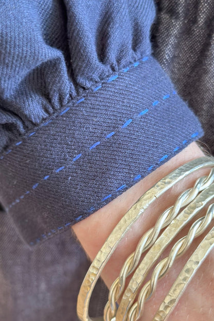 Effie Puff Sleeve Blouse - Navy