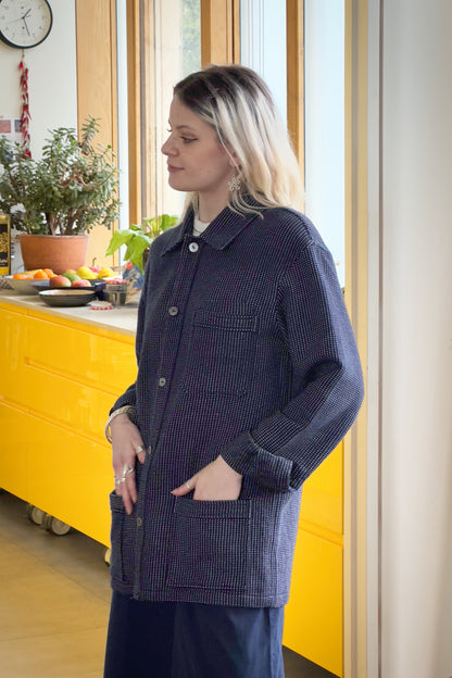 Women's Shacket - Navy White Dot Hand Weave