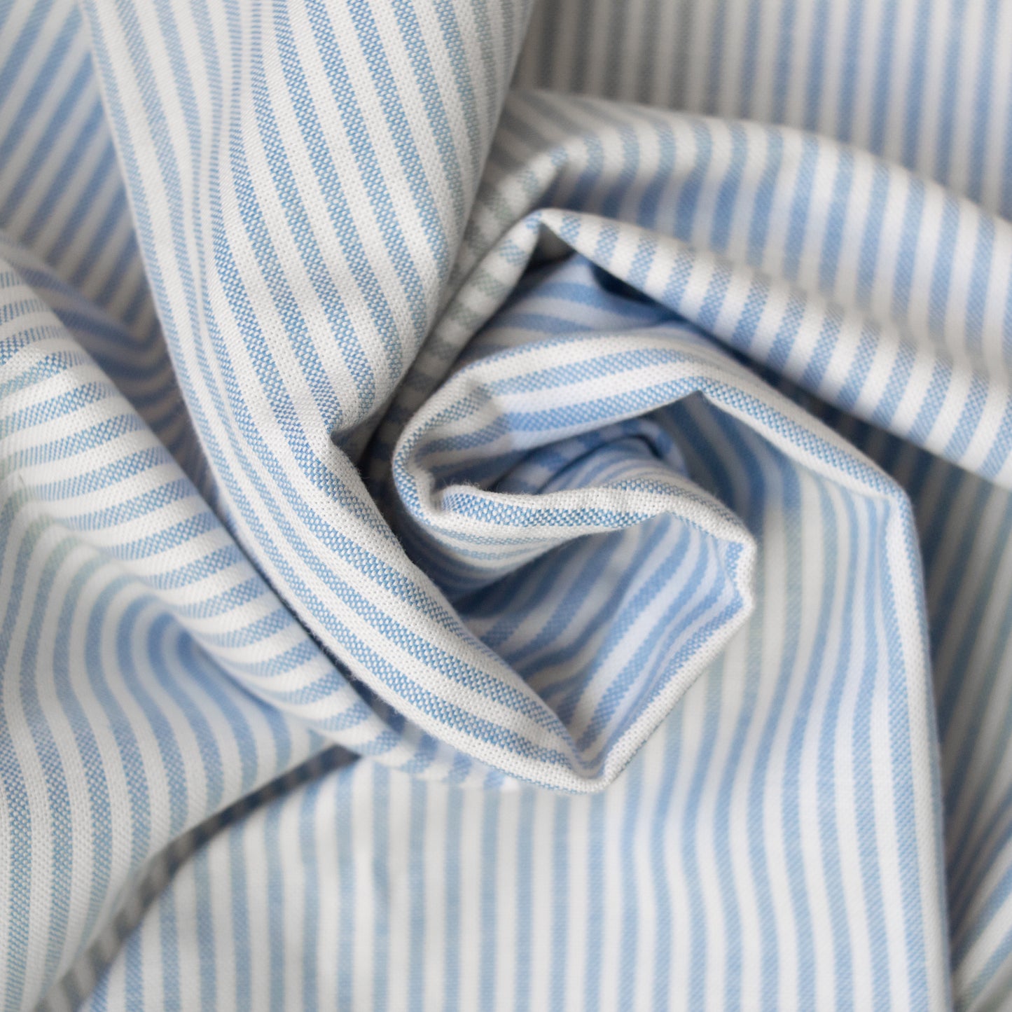 Organic Cotton Oxford with Stretch - Lapis Blue Stripe