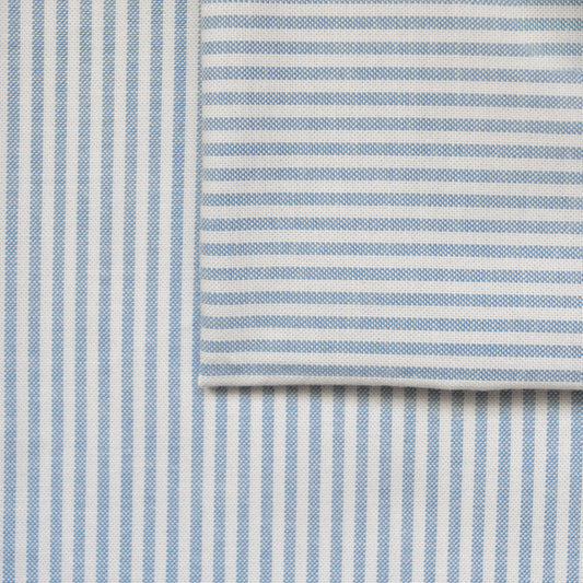 Organic Cotton Oxford with Stretch - Lapis Blue Stripe