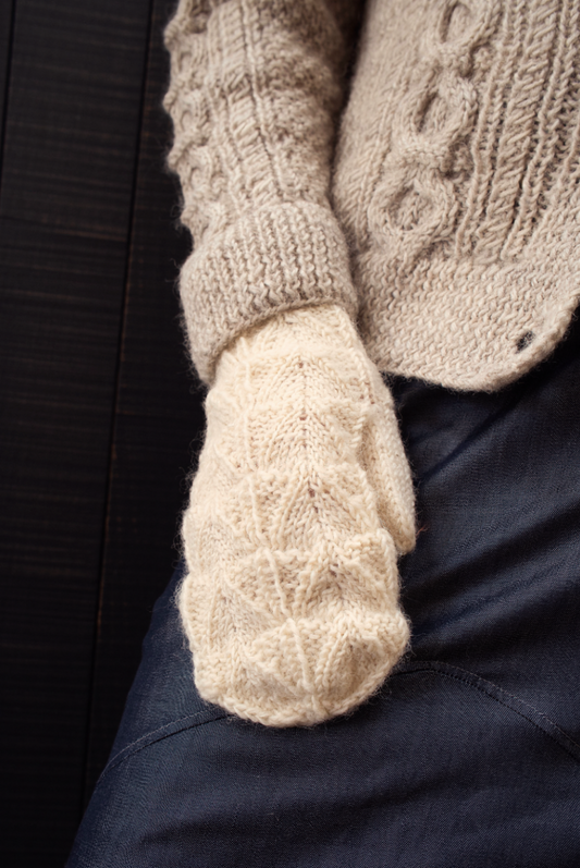 Katie Mittens - Hand Knit Cream