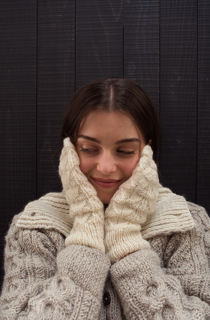 Katie Mittens - Hand Knit Cream