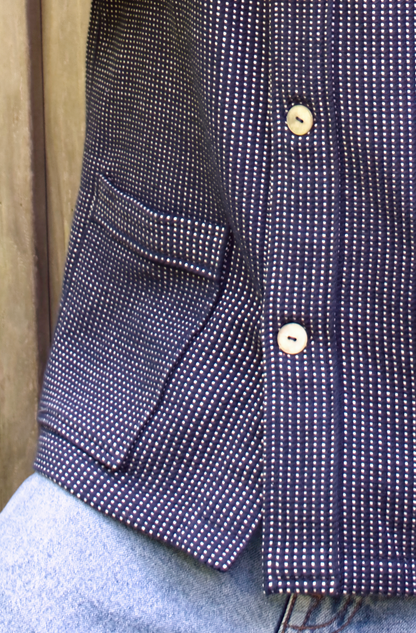 Men's Shacket - Navy White Dot Hand Weave