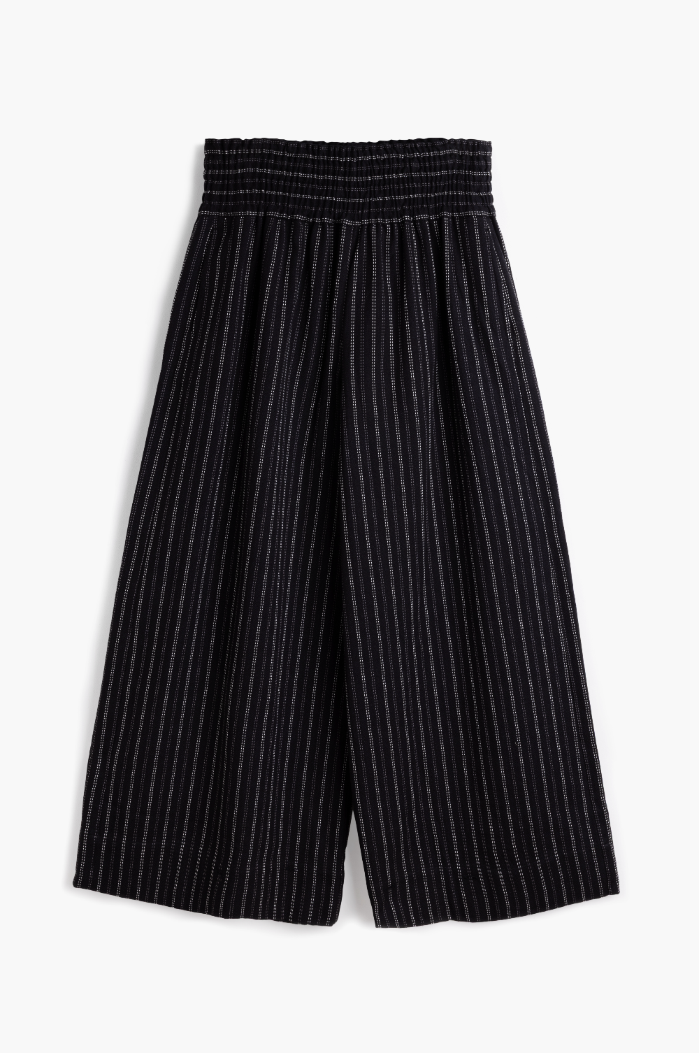 Wide Leg Trousers in Handwoven Organic Cotton - Black Stripe