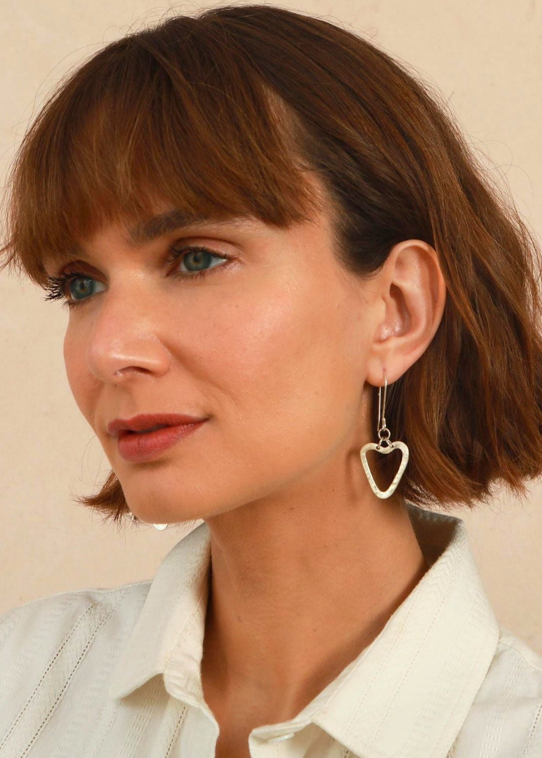 Heart Earrings - Textured Silver-Plated - Handmade