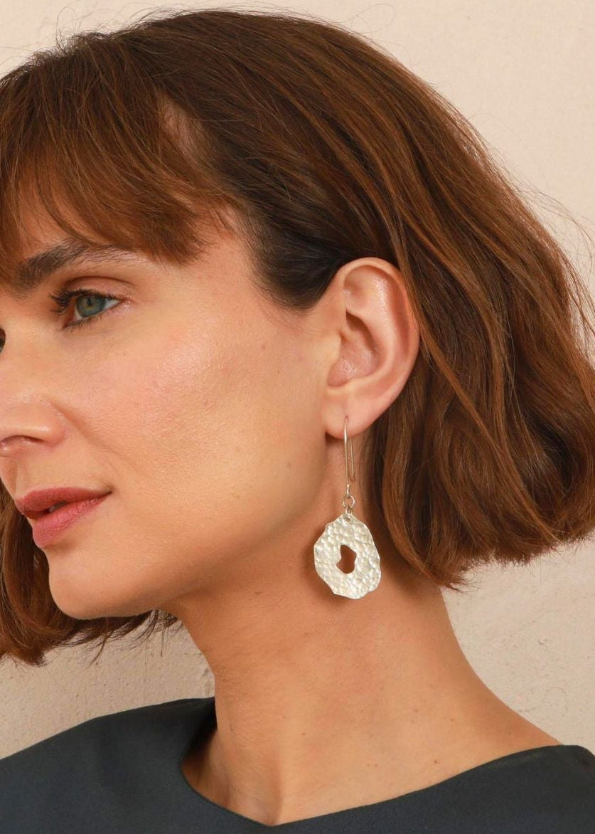 Natural Form Earrings - Silver-Plated - Handmade