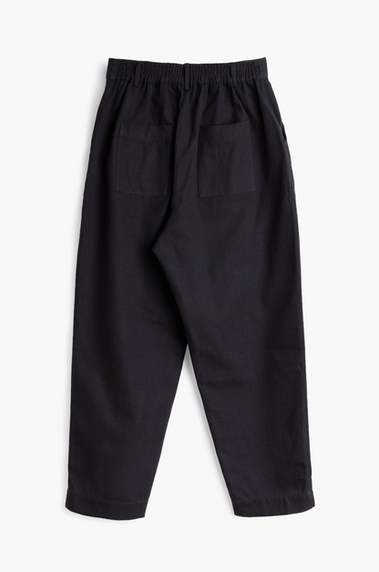 French Trousers in Handwoven Organic Cotton - Black Twill