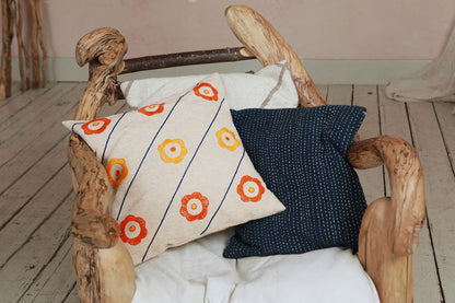 Flower Power Cushion Cover - Hand Embroidered