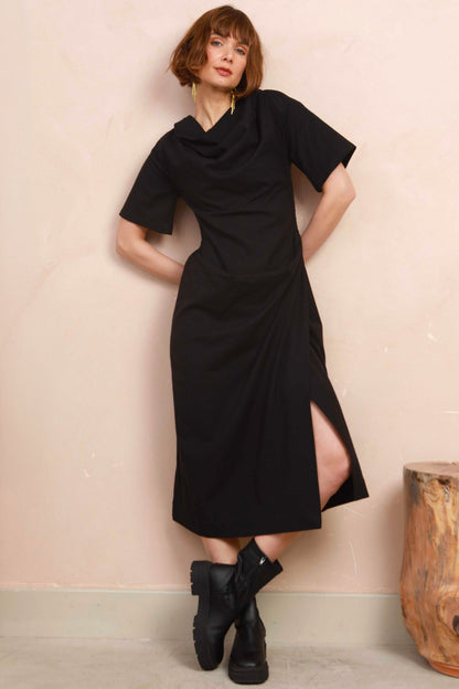 Phoebe Dress in Black Twill