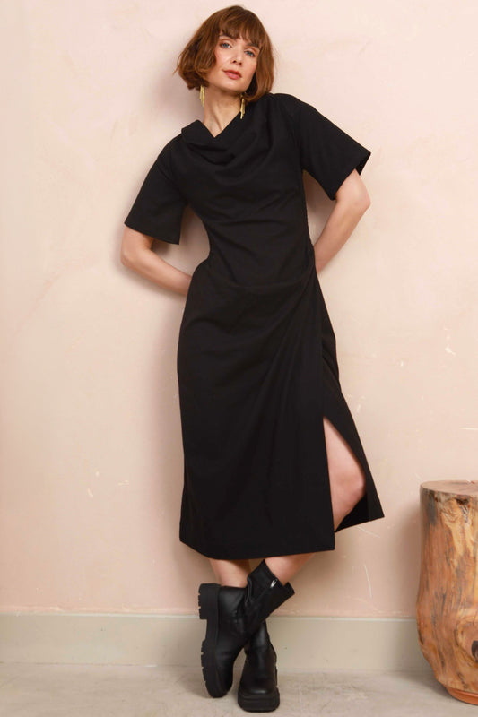 Phoebe Dress in Black Twill