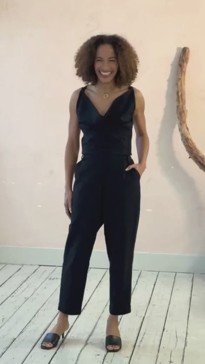 French Trousers in Handwoven Organic Cotton - Black Twill